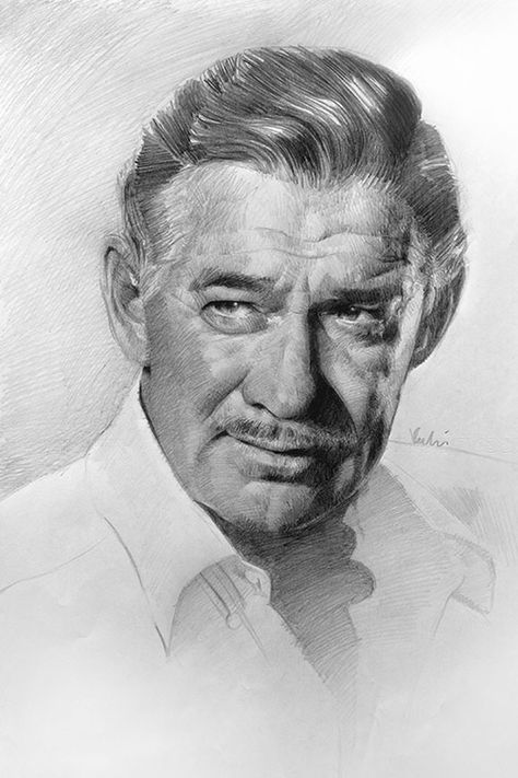 50 Amazing Pencil Portrait drawings for Inspiration Pencil Drawing Tutorials, Portrait Au Crayon, Pencil Portrait Drawing, L'art Du Portrait, Realistic Pencil Drawings, Portrait Drawings, Cool Pencil Drawings, Clark Gable, Celebrity Drawings