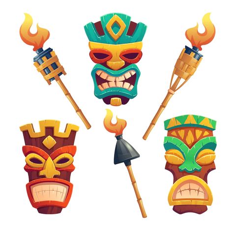 Mascaras Tiki, Mascara Tiki, Totem Tiki, Tiki Masks, Tiki Faces, Tiki Totem, Tiki Mask, Tiki Art, Hawaiian Tiki