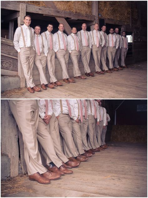 Sage And Dusty Rose Groomsmen Attire, Blush Pink Groomsmen Suit, Groom And Groomsmen Attire Grey Blush Pink, Groomsmen Attire Pink Tie, Groomsmen Pink Suit, Dusty Pink Groomsmen, Sage And Blush Groomsmen Attire, Tan Suit Pink Tie, Pink Bridesmaid And Groomsmen