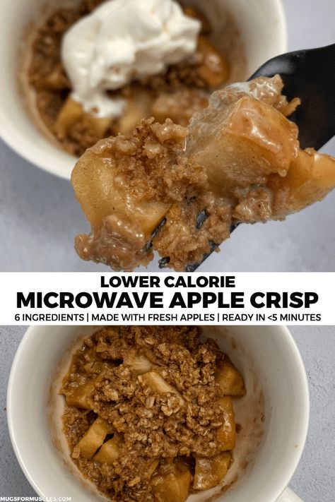 Microwave Apple Crisp, Microwave Apple, Microwave Apples, Apple Crisp Recipe, Cake Mug, Breakfast Prep, Apple Crisp Recipes, Low Calorie Desserts, Healthy Apple