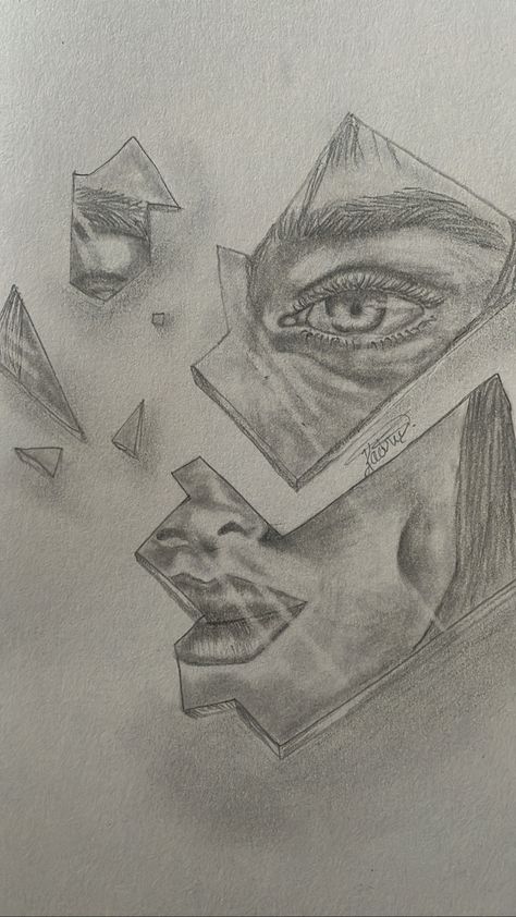 Person With Tattoos Drawing, Easy Reflection Drawing, Drawing Ideas Missing Someone, Gcse Art Drawings, Mirror Reflection Art Drawing, Square Drawings Ideas, Mirror Sketch Pencil Drawings, Surrealism Sketch Easy, Drawing Ideas With Deep Meanings