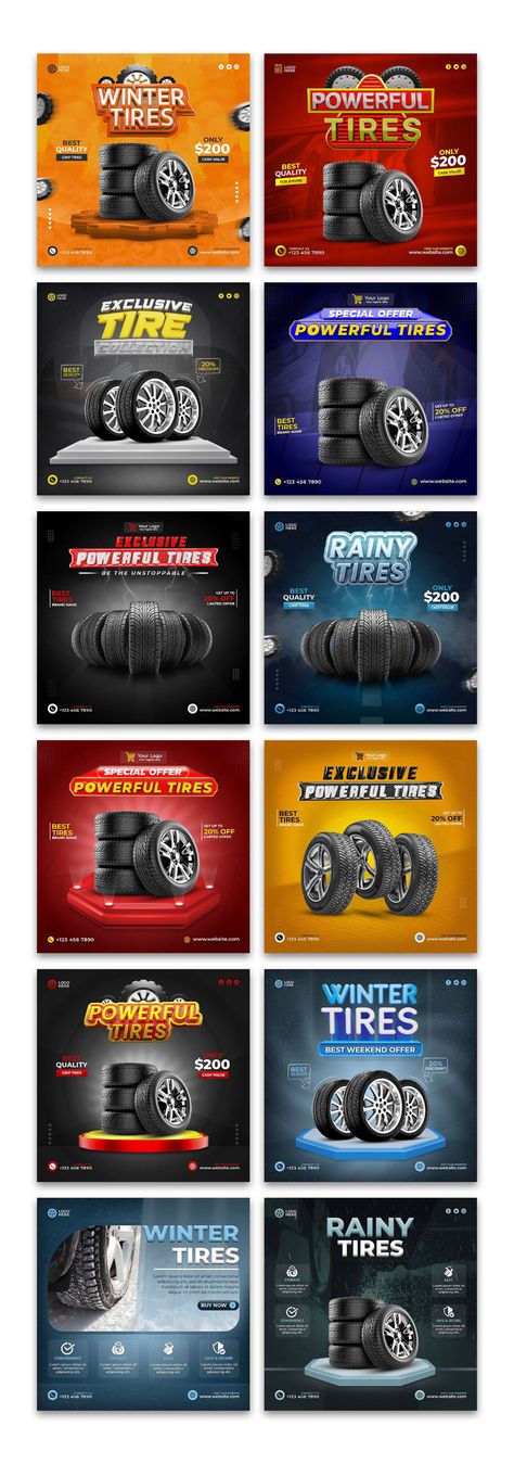 Tire Social Media Post Template Design on Behance Tire Social Media Design, Tire Graphic Design, Tire Advertising Design, Car Parts Social Media Design, Car Social Media Post Design, Product Social Media Post Design, Tire Poster, Tire Advertising, Product Infographic Design