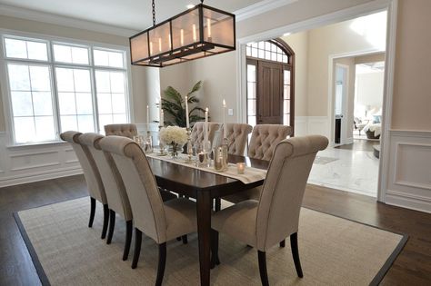 Transitional Dining Room, Dining Room Remodel, Dining Room Makeover, Dinning Room Decor, Elegant Dining Room, Dining Lighting, Dining Room Inspiration, Dining Room Chandelier, Dining Room Walls