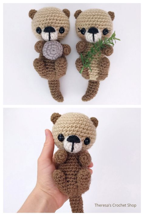 6 Crochet Sea Otters Amigurumi Free Patterns - DIY Magazine Crochet Patterns Otter, Crochet Stuffed Monkey Free Patterns, Crochet Otters Free Pattern, Otter Crochet Free Pattern, Pocket Otter Crochet, Crochet Amigurumi Otter, Crochet Otter Amigurumi, Crochet Sea Otter Amigurumi Free Pattern, Otter Pattern Crochet