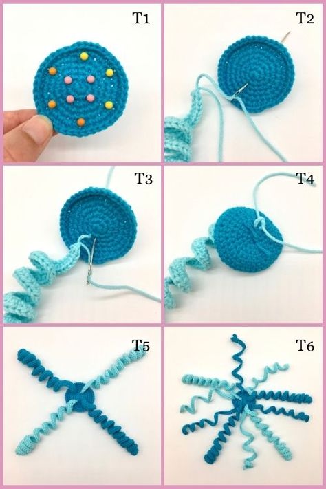 Crochet Jellyfish Amigurumi, Crochet Amigurumi Jellyfish, Crochet Jellyfish Tentacles, Easy Crochet Jellyfish, Jellyfish Plush Pattern, Crochet Tentacles Free Pattern, Amigurumi Jellyfish Pattern Free, Free Crochet Jellyfish Pattern, Mini Jellyfish Crochet Pattern Free