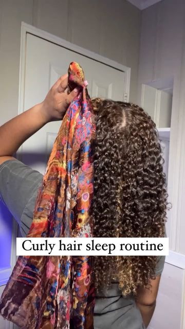 How To Wrap Curly Hair With Scarf For Bed, Curly Hair Sleep Routine, Wrapping Curly Hair At Night, How To Wrap Up Curly Hair At Night, How To Sleep With Curly Hair Bonnet, How To Tie Curly Hair At Night, How To Put Curly Hair In Bonnet, Curly Night Routine, How To Make Curls Stay All Day