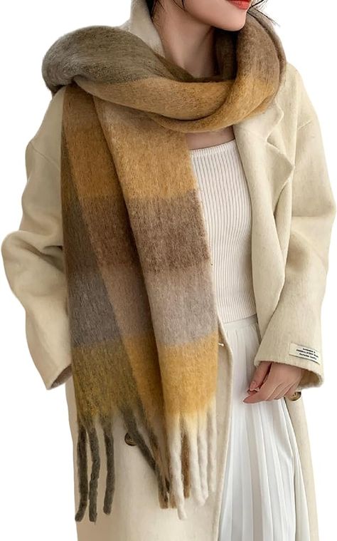 Amazon.com: Wander Agio Winter Women Warm Scarf Long Shawl Large Scarves Cold Weather Thick Blanket Scarfs Colorful Plaid Coffee Brown 5 : Everything Else Thick Scarf, Long Shawl, Thick Blanket, Fall Scarves, Colorful Scarf, Large Scarf, Warm Autumn, Warm Scarf, Blanket Scarf