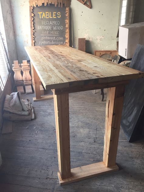 Homemade Bar Height Table, Tall Table Dining Room, Long High Top Table, Bar Height Dining Table Farmhouse, Bar Table Legs Ideas, Bar Top Table Ideas, Diy Bar Top Table, Diy Tall Table, Bar Height Table Diy