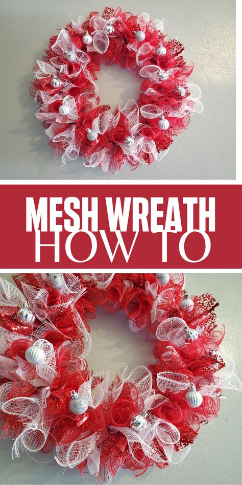 Natal, Deco Mesh Christmas Wreaths Diy, Ribbon Wreath Diy, Easter Deco Mesh Wreath, Making Mesh Wreaths, Diy Valentines Day Wreath, Christmas Mesh Wreath, Mesh Ribbon Wreaths, Deco Mesh Wreaths Tutorials