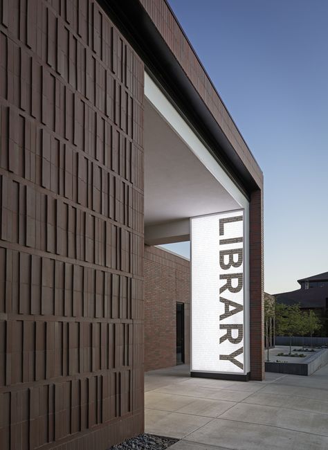 Ramsey County Shoreview Library,© Paul Crosby Architectural Photography Library Architecture, Public Library Architecture, Library Facade Design, Library Architecture Exterior, Brick Library, Facade Skin, Public Library Design, Abstract Architecture, Islamic Center