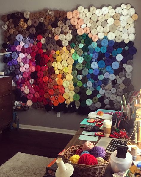 Couture, Yarn Display, Knitting Room, Crochet Organizer, Yarn Organization, Yarn Wall Art, Dream Craft Room, Crochet Storage, Yarn Wall