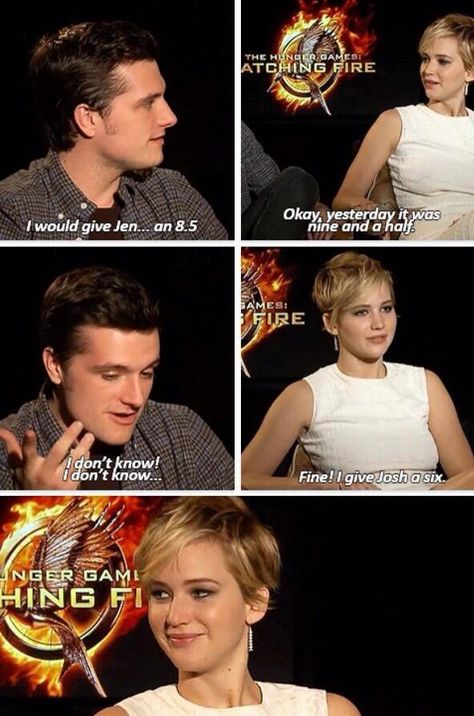 Jennifer Lawrence and Josh Hutcherson Humour, Jenifer Lawrens, Jennifer Lawrence Funny, Jennifer Lawrence Hunger Games, Josh And Jennifer, Tribute Von Panem, How To Kiss, Divergent Hunger Games, Hunger Games Cast