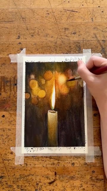 S A R A H C R A Y on Instagram: "A little Timelapse for those who were curious on how to approach this project using watercolor🕯️ #watercolor #sarahcray #watercolorreels #watercolorhowto" Natal, Watercolor Candles Painting, Candle Watercolor Painting, Flashlight Painting, Candles Watercolor, Watercolor Candle, Candle Watercolor, Watercolor Fire, Lantern Watercolor