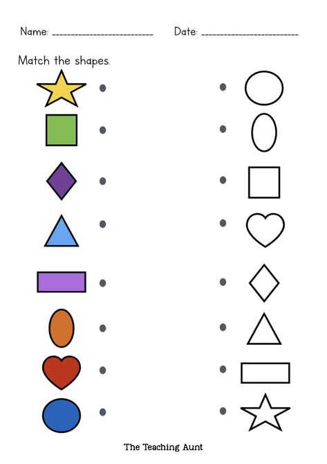 Matching Shapes Worksheets - The Teaching Aunt Shape Worksheet, Worksheets For Grade 1, Shape Worksheets For Preschool, Matching Shapes, Shape Tracing Worksheets, Shapes Worksheet Kindergarten, Tracing Worksheets Free, Shapes Kindergarten, Matching Worksheets