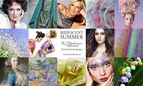 David Zyla’s 24 Archetypes – STYLE COMES TO MIND | Summer color palette ... Zyla Iridescent Summer, Zyla Summer, Color Analysis Summer, David Zyla, Iridescent Summer, Soft Summer Palette, Soft Summer Color Palette, Style Analysis, Cool Skin Tone