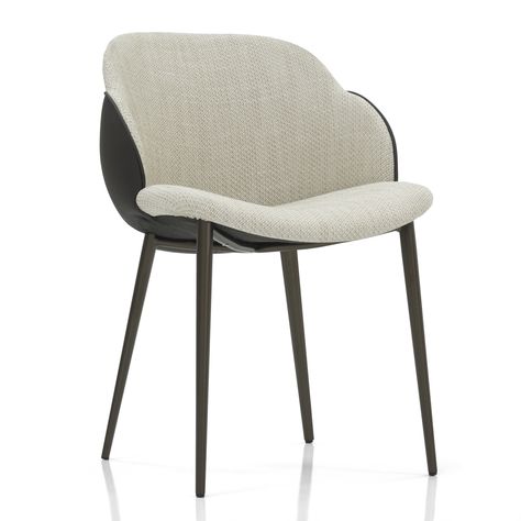 A slimmer version of the Miss My Way Chair, My Way features an elegant shell that encases its seat, providing a reassuring and enveloping feeling that you wont be able to get enough of. The shell is upholstered in luxurious dark brown leather, while its curved seat is contrasted in comfortable beige fabric. And to top it all off, My Ways thin legs feature a light taper and are in a bronze lacquered metal, adding a sophisticated element to this side chair. Made in Italy                         Fe Kitchen Staging, Sideboard Bookshelf, Product Animation, Closet Collection, Chair Storage, Sit Stand Desk, Guest Chair, Ottoman Stool, Wall Ceiling Lights