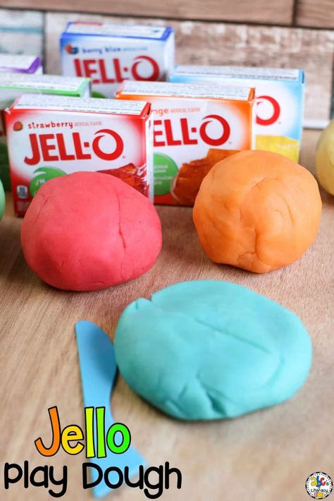 Edible Cloud Dough, Jello Slime, Jello Playdough, Jello Play Dough, Jello Play, Playdough Slime, Edible Sensory, Hand Muscles, Play Dough Recipe