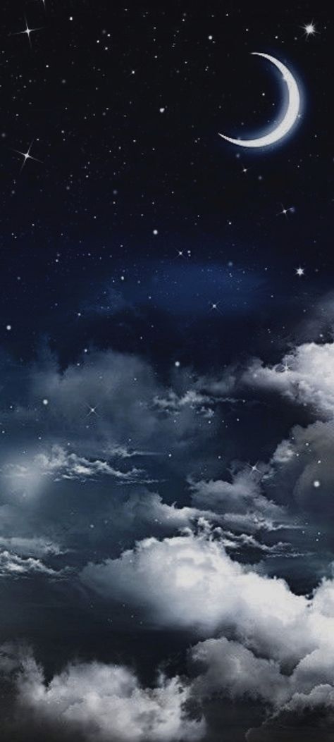 Crescent Moon, stars and dark clouds composite image cropped mobile wallpaper 1080x2400 Night Skies, Black And Grey Tattoos, Dark Clouds, Moon Stars, Mobile Wallpaper, Stars And Moon, Crescent Moon, Night Sky, Coming Out