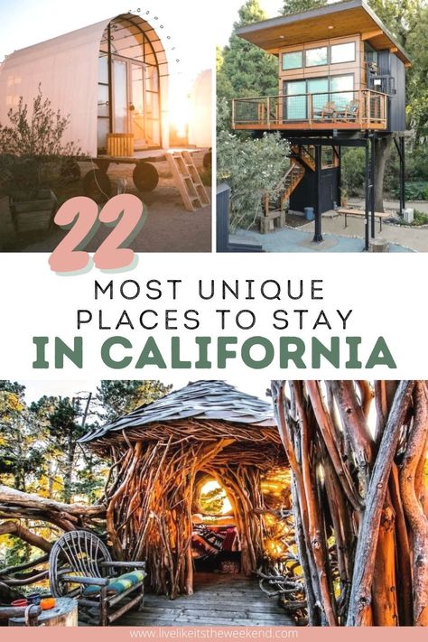 From yurts and treehouses to Old Western ghost towns and bubble domes, these are the most unique places to stay in California, hands down! These unique Airbnbs in California and unique vacation rentals in California will give you a vacation you won't soon forget. This post includes both unique places to stay in northern California and unique places to stay in southern California. | most unique airbnb california | unique california air bnb | unique california stays Places To Go In California, Southern California Road Trip, Unique Airbnbs, Weekend Getaway California, Northern California Road Trip, Unique Airbnb, Western Ghost, Unique Vacation Rentals, California Getaways