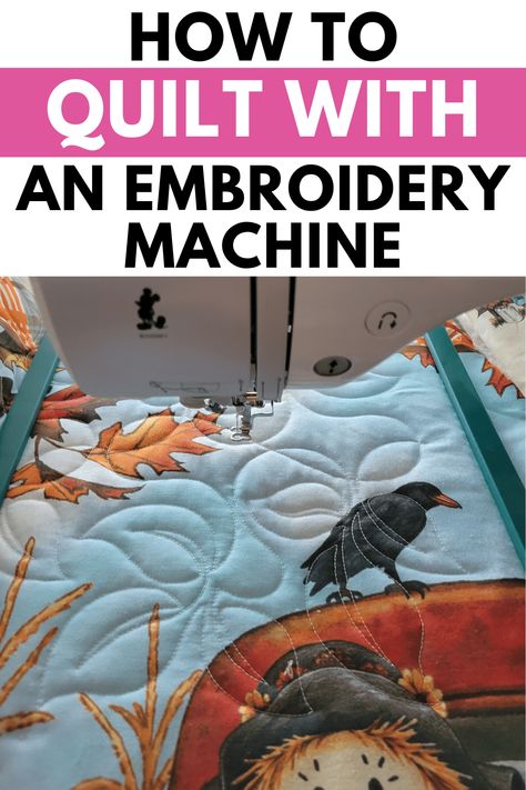 embroidery machine quilting a scarecrow quilt Quilts With Machine Embroidery, Quilts With Embroidery Ideas, Embroidery Machine Quilting In The Hoop, Embroidery Machine Quilting, Machine Embroidery Quilting Designs, Best Quilting Sewing Machine, Quilting With Embroidery Machine, Edge To Edge Quilting Embroidery Machine, How To Use An Embroidery Machine