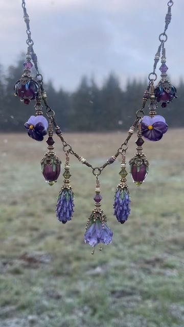 Mystical Coquette, Collares Coquette, Fairycore Accessories, Nature Necklaces, Whimsigoth Jewelry, Winter Pansies, Fairy Goth, Enchanted Jewelry, Goth Necklace