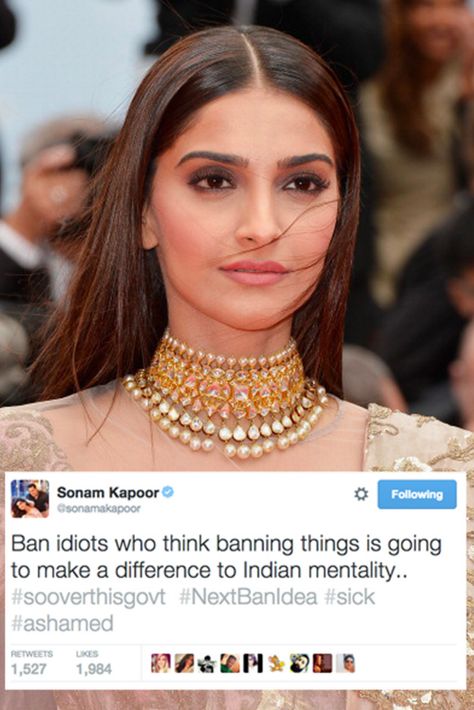 Every time she speaks her damn mind… | 17 Times Sonam Kapoor Was 100% On Point Sonam Kapoor, Buzzfeed India, Cannes Red Carpet, Female Friendship, Vogue India, Brutally Honest, Couture Gowns, Tv Stars, Cannes