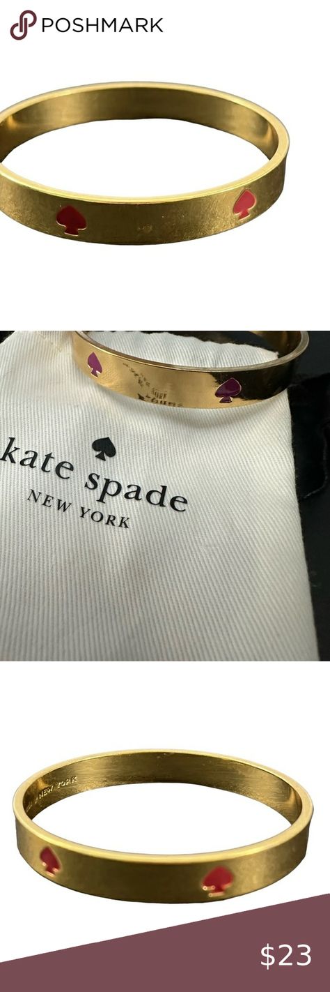 Kate Spade Gold Tone Bangle Bracelet Red Maroon Spades Jewelry Stackable Kate Spade, Red Maroon, Spade Jewelry, Kate Spade Jewelry, Bangle Bracelet, Bangle Bracelets, Gold Tones, Bangles, Bracelet