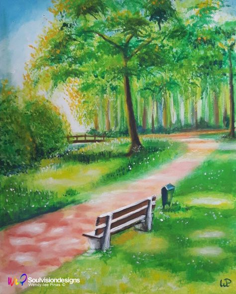 Park Scene Painting, Park Painting Ideas, Save Water Poster Drawing, Save Water Poster, Cycle Painting, Eindhoven Netherlands, Park Painting, Water Poster, Water Drawing