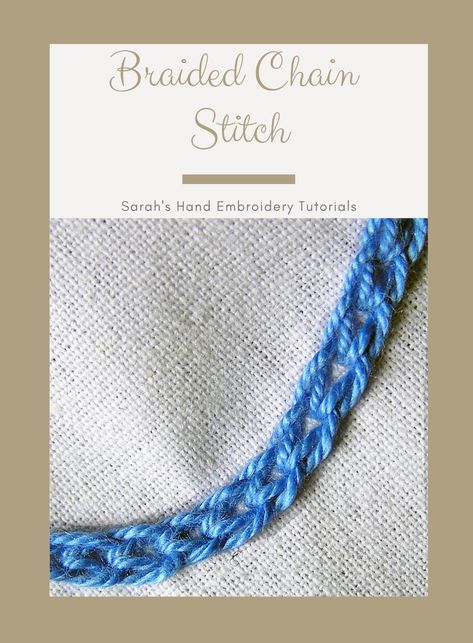 Step-by-step tutorial. Hand embroidery for beginners. The Braided Chain Stitch creates a kind of chain within the Chain Stitch, giving it a braided effect. Use it for thick outlines on patterns or beautiful borders.  #handembroidery #handembroiderypatterns #handembroideryforbeginners #stitchtutorials #handembroiderystitches #needlework #needleart #embroiderystitches #stepbysteptutorials Braided Chain Stitch, Hand Embroidery For Beginners, Basic Hand Embroidery Stitches, Embroidery Stitches Beginner, Embroidery Lessons, Chain Stitch Embroidery, Hand Embroidery Patterns Flowers, Basic Embroidery Stitches, Hand Embroidery Tutorial