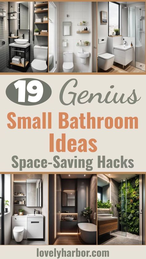 19 Genius Small Bathroom Ideas: Space-Saving Hacks 2 Tiny Bathroom Makeover, Small Space Bathroom Design, Small Bathroom Storage Solutions, Tiny Bathroom Storage, Clever Bathroom Storage, Bathroom Storage Hacks, Jungle Bedroom, Very Small Bathroom, Tiny Bath