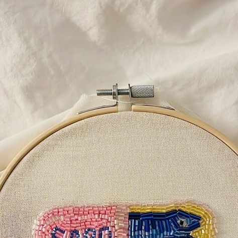 Ece on Instagram: "hand beaded sardines 

#embroidery #beading #beadwork #craft #stitch #beads #thread #beaded" Embroidery, Sardines Embroidery, Stitch Beads, Embroidery Beading, August 8, Hand Beading, Bead Work, Beading, Thread