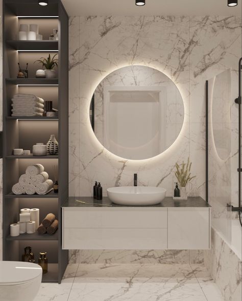 Cabinet Ideas For Bathroom, Kupatila Ideas, Washroom Vanity Designs, Toilet Interior Design, Mirror Toilet, High End Bathroom, Toilette Design, Bathroom Interior Design Modern, Toilet Room Decor