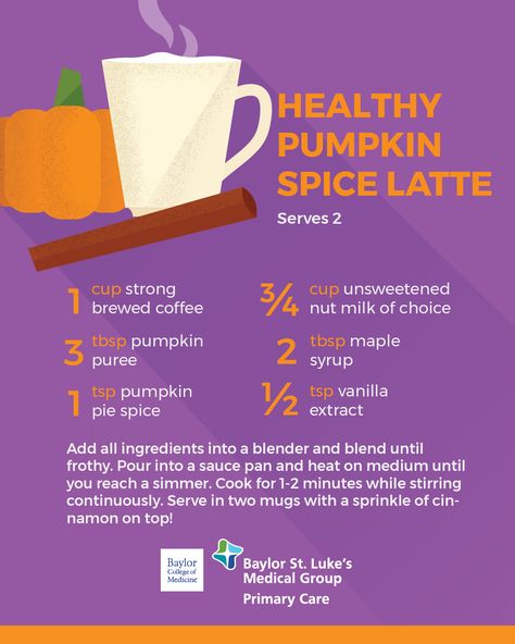 Warm up this fall with our Healthy Pumpkin Spice Latte recipe! This #PSL has all the sweetness without the extra sugar. You’ll need your favorite ground coffee, unsweetened nut milk of choice, pumpkin puree, maple syrup, pumpkin pie spice, and vanilla extract. #PumpkinSpiceLatte #CoffeeRecipe Vanilla Pie, Pumpkin Spice Latte Recipe, Recipe For Fall, Fall Recipes Healthy, Healthy Fall, Nutritious Diet, Latte Recipe, Nut Milk, Healthy Pumpkin