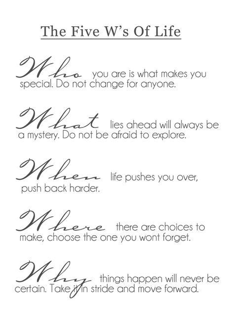 Wise Words, Journal Pages, Food For Thought, The Five W's Of Life, The 5 W's, Teaching Strategies Gold, Do Not Be Afraid, Teaching Strategies, Under Construction