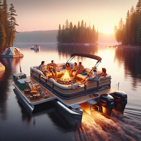 "The Ultimate Guide to Camping in a Pontoon Boat - Looking for a unique camping experience on the water? Learn about everything you need to know to make your pontoon boat camping trip a success with this comprehensive guide. #pontoonboatcamping #camping #boating #outdooradventures" House Boat Party, Pontoon Aesthetic, Pontoon Boat Ideas, Pontoon Boat Party, Abby Jimenez, Fishing Pontoon Boats, Boat Camping, Camping Water, Boat Ideas