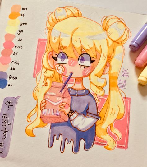 Fictional Characters, Copic Ciao, Strawberry Milk, Copic, Princess Peach, Art Journal, Milk, Mario Characters, Zelda Characters