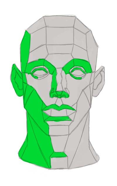 The Planes Of The Face, Shading Head Reference, Drawing Planes Of The Face, Head Planes Anatomy, Front Head Reference, Planes Of Face Reference, Shading The Face, Asaro Head Planes, Face Planes Reference