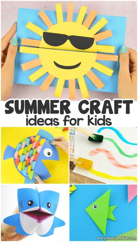 Summer crafts for kids. Lots of fun summer art and craft ideas for kids - from toddlers and preschoolers to kids in kindergarten and even older kids. Step by step tutorials for fun ideas, from paper toys, easy crafts, origami... Summer Crafts For Toddlers, Summer Arts And Crafts, Summertime Crafts, Fun Summer Crafts, Summer Art Projects, Arts And Crafts For Teens, Summer Camp Crafts, Summer Crafts For Kids, Easy Arts And Crafts
