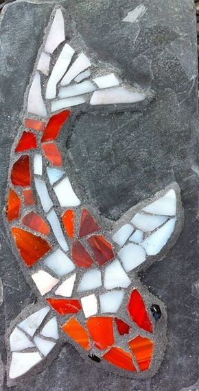 Mosaic Water Feature, Mosaic Dolphin, Koi Mosaic, Stained Glass Stepping Stones, Mosaic Sea Turtle, Slate Mosaic, Mosaic Rocks, Mosaic Stepping Stones, Mosaic Garden Art