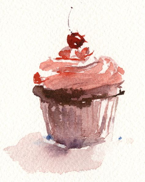 i-Create When You Realize It's Friday T-Shirt Watercolor Dessert Painting, Food Sketch Illustration, Watercolour Cupcake, Cupcake Sketch, Sweets Drawing, Cupcakes Drawing, Cupcake Watercolor, Watercolor Cupcake, Art Supply Box