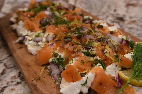 This Board Will Be Your Go-To For Everything - Cream Cheese Smoked Salmon Board — Crazy Blonde Life Canapés, Smoked Salmon Cheese Board, Salmon Capers Cream Cheese, Salmon Board Smoked, Smoked Salmon Tray Ideas, Cream Cheese Board With Salmon, Cream Cheese Smoked Salmon Board, Salmon And Cream Cheese Dip, Cream Cheese Salmon Board