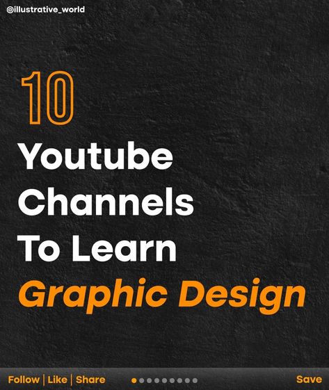 Adobe Illustrator CC 🔵 on Instagram: “10 YouTube channels to learn Graphic design...🎨 Rate it out of 10 !!! Created by @illustrative_world Follow @illustrative_world✔️ and…” Learn Graphic Design, Learning Adobe Illustrator, Graphic Design Flyer, Learning Graphic Design, Graphic Design Lessons, Design App, Photoshop Tutorial, Online Learning, Flyer Design