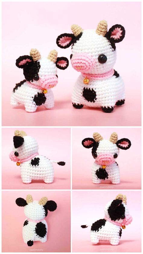 Amigurumi Patterns, Beginner Crochet Cow Pattern Free, Cow Keychain Crochet Pattern Free, Crochet Pattern Cow Free, Cute Crochet Cow Pattern Free, Cow Pattern Crochet Free, Very Small Crochet Projects, Pdf Crochet Pattern Free Amigurumi, Crochet Keychain Cow