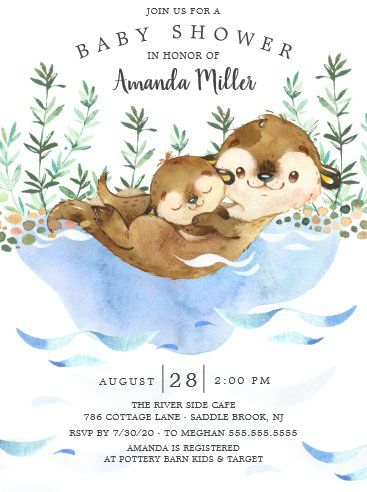 Otter Cartoon, Girl Baby Shower Invitations, Baby Otters, Decoracion Baby Shower, Boy Baby Shower Themes, Baby Invitations, Baby Shower Backdrop, Sea Otter, Unique Baby Shower