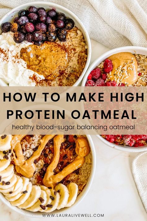 How to Make High Protein Oatmeal Protein Oatmeal, Balanced Breakfast, Macro Meals, High Protein Breakfast, Healthy Oatmeal, Protein Breakfast, Healthy Protein, Oatmeal Recipes, Protein Snacks