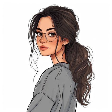 🎨💎Charming Illustrations with Midjourney Prompts: Click on the Link in my Bio🎉🔗 Bride Fashion Illustration, ليلو وستيتش, Woman With Glasses, Image Princesse Disney, Girl With Brown Hair, Ipad Drawings, Art Tools Drawing, Cartoon Character Pictures, Illustration Art Drawing