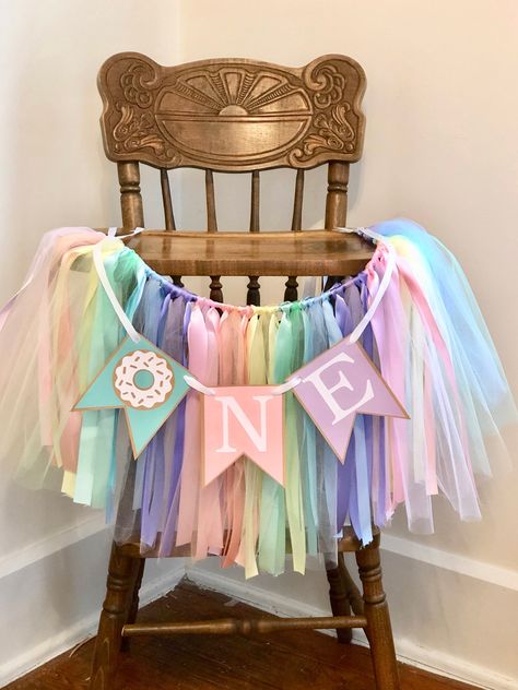 Sweet One Smash Cake, Sweet One Cake Smash, Donut Photoshoot, Sweet One Cake, High Chair Skirt, Donut First Birthday, One Cake Smash, 1st Birthday Backdrop, High Chair Tutu