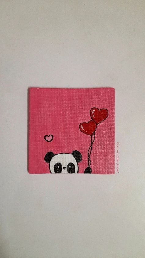 #🐼 #💕 #💓 #💗 #💖 #canvaspainting #canvasart #easypainting #panda #pinkasthetic Canvas Painting Ideas To Gift, Painting Ideas Birthday Gift, Cute Paintings For My Boyfriend, Panda Mini Canvas Painting, Bsf Drawing Easy, Easy Painting For Friends, Small Canvas Paintings For Girlfriend, Painting Ideas To Give To Best Friend, Mini Canvas Art For Mom