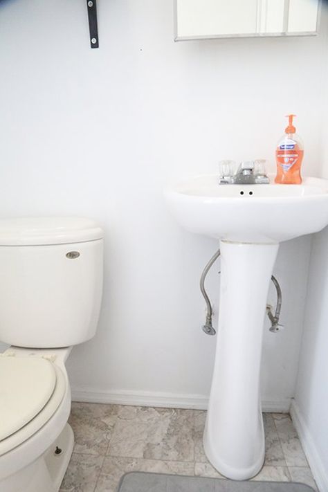 How to Build A Brilliant Shelving Solution for Small Bathrooms With No Counter Space DIY | Hometalk Sink With No Counter Space, No Counter Space Bathroom, Ikea Storage Baskets, Labeling Ideas, Bathroom Tiny, Diy Shelves Bathroom, Diy Space Saving, Shelves Bathroom, Bathroom Tips