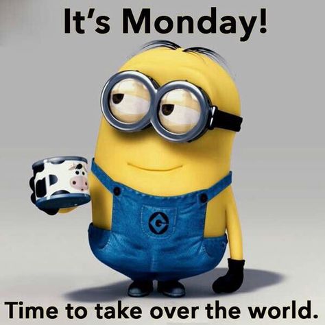 Minions Daily Reminders: It's Monday. Time to take over the world. Humour, Minions, Minion Humor, Today Is Monday, Monday Morning Quotes, Minions Humor, Character Design Cartoon, Minions Love, Monday Memes